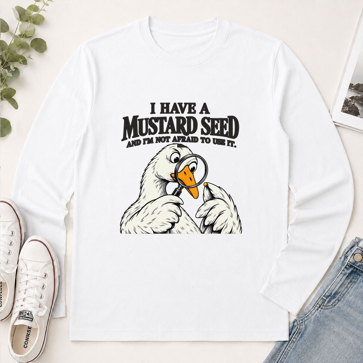 I Have A Mustard Seed And I'm Not Afraid To Use It, Gift For Christian Dad | 2D Unisex Long Sleeve