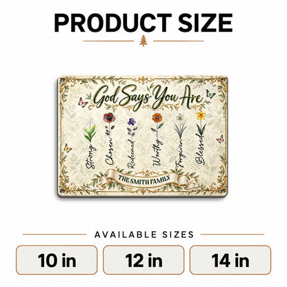 God Says You Are, Gift For Family | Personalized Metal Sign