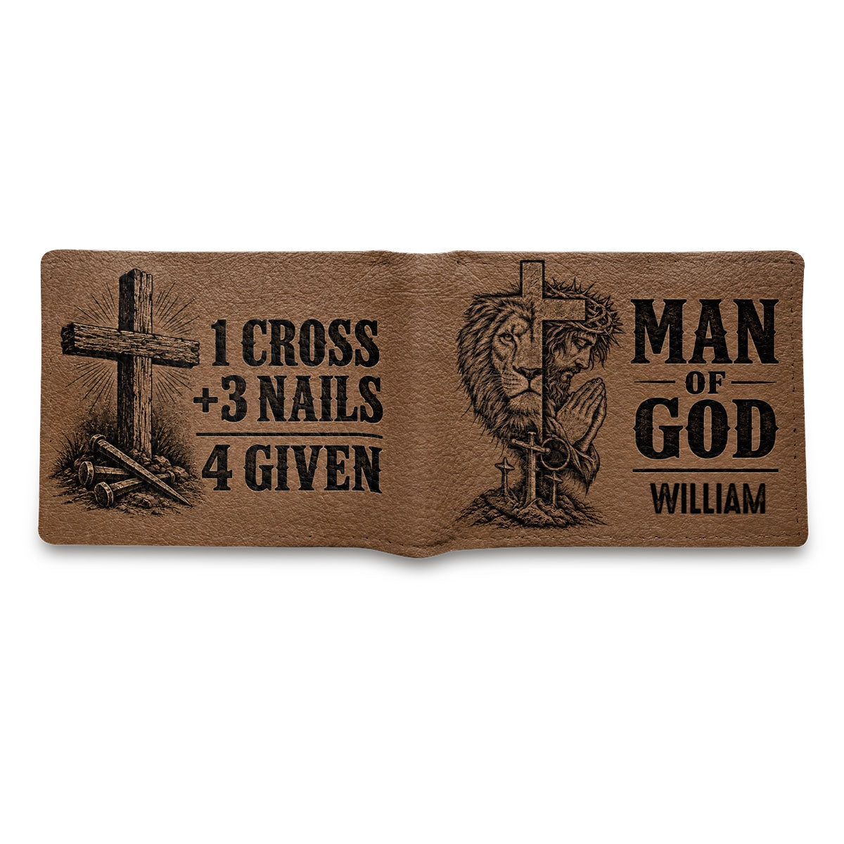 1 Cross 3 Nails 4 Given, Gift For Men | Personalized Folded Wallet For Men