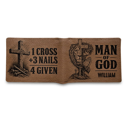 1 Cross 3 Nails 4 Given, Gift For Men | Personalized Folded Wallet For Men