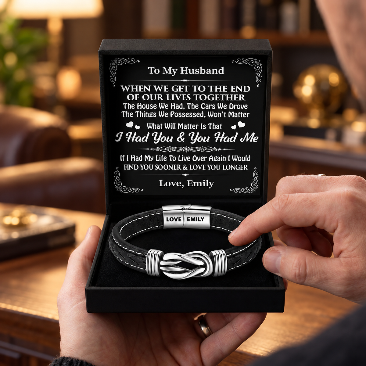 I Had You And You Had Me, Anniversary Gift For Husband - Personalized Braided Leather Infinity Bracelet