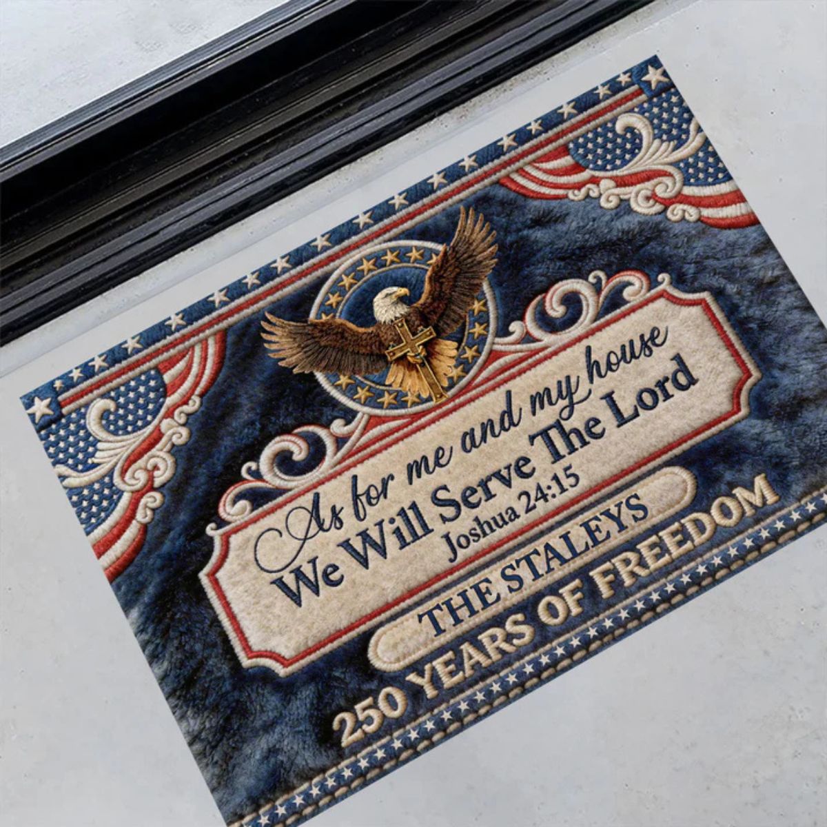 As For Me And My House We Will Serve The Lord - Personalized Doormat