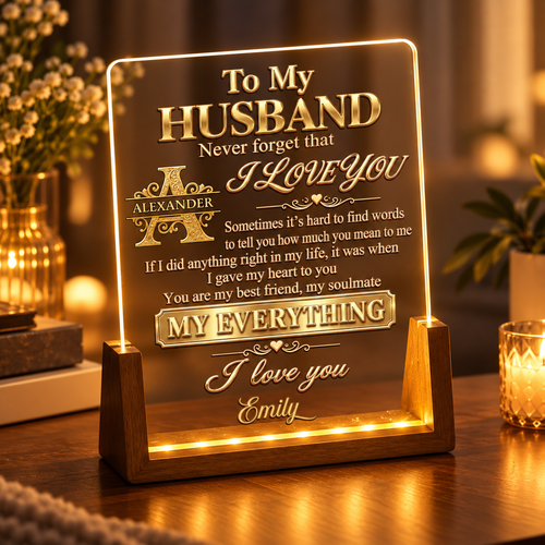 Never Forget That I Love You, Gift For Husband - Personalized Night Light