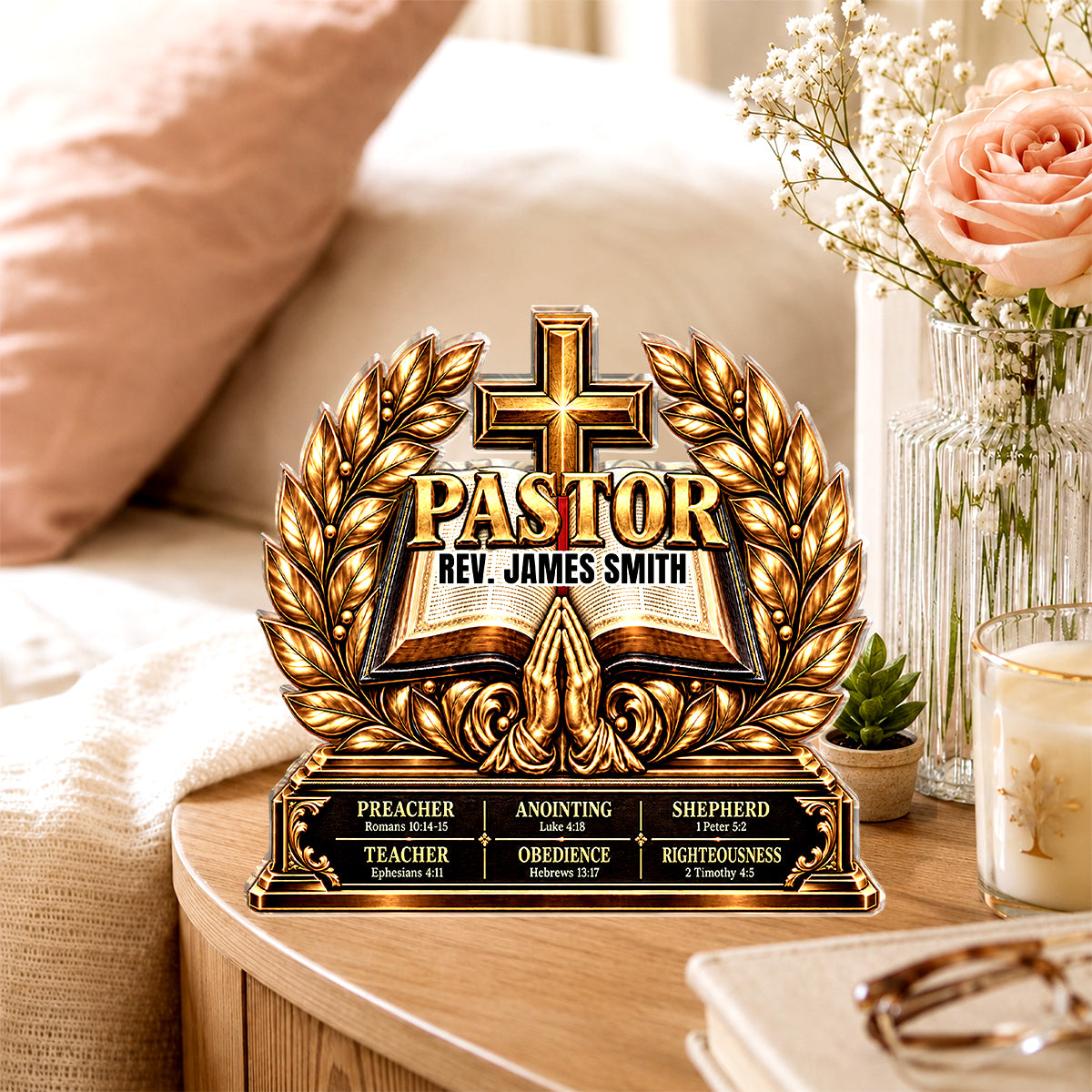 The Heart Of A Servant Leader, Gift For Pastor | Personalized Custom Shaped Squared Acrylic Plaque