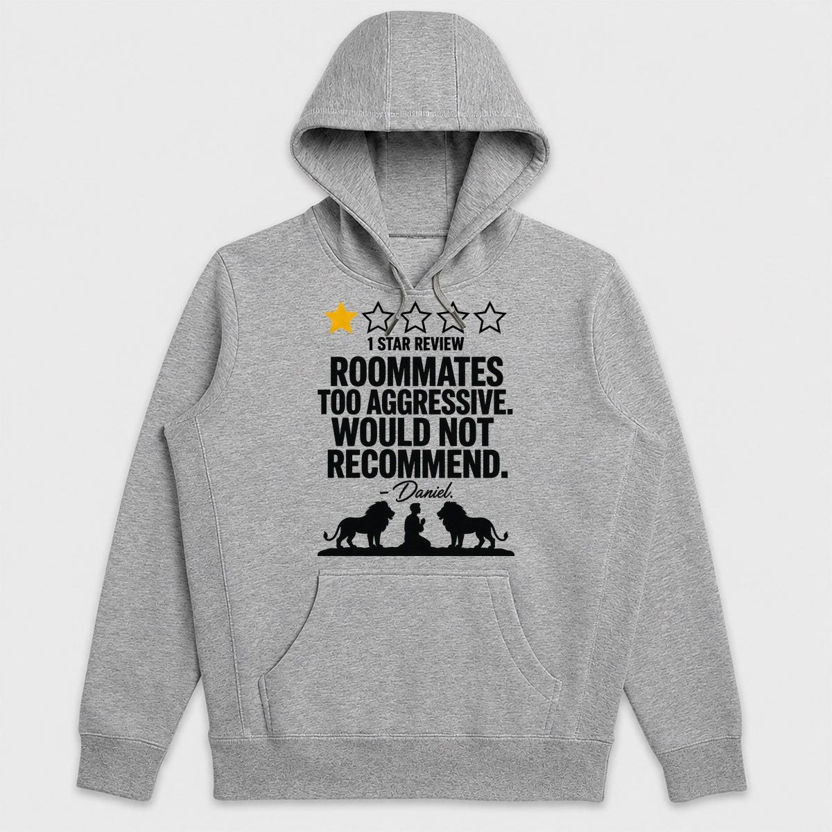 1 Star Review Roommates Too Aggressive Would Not Recommend Daniel, Gift For Bible Humor Lovers - 2D Unisex Hoodie