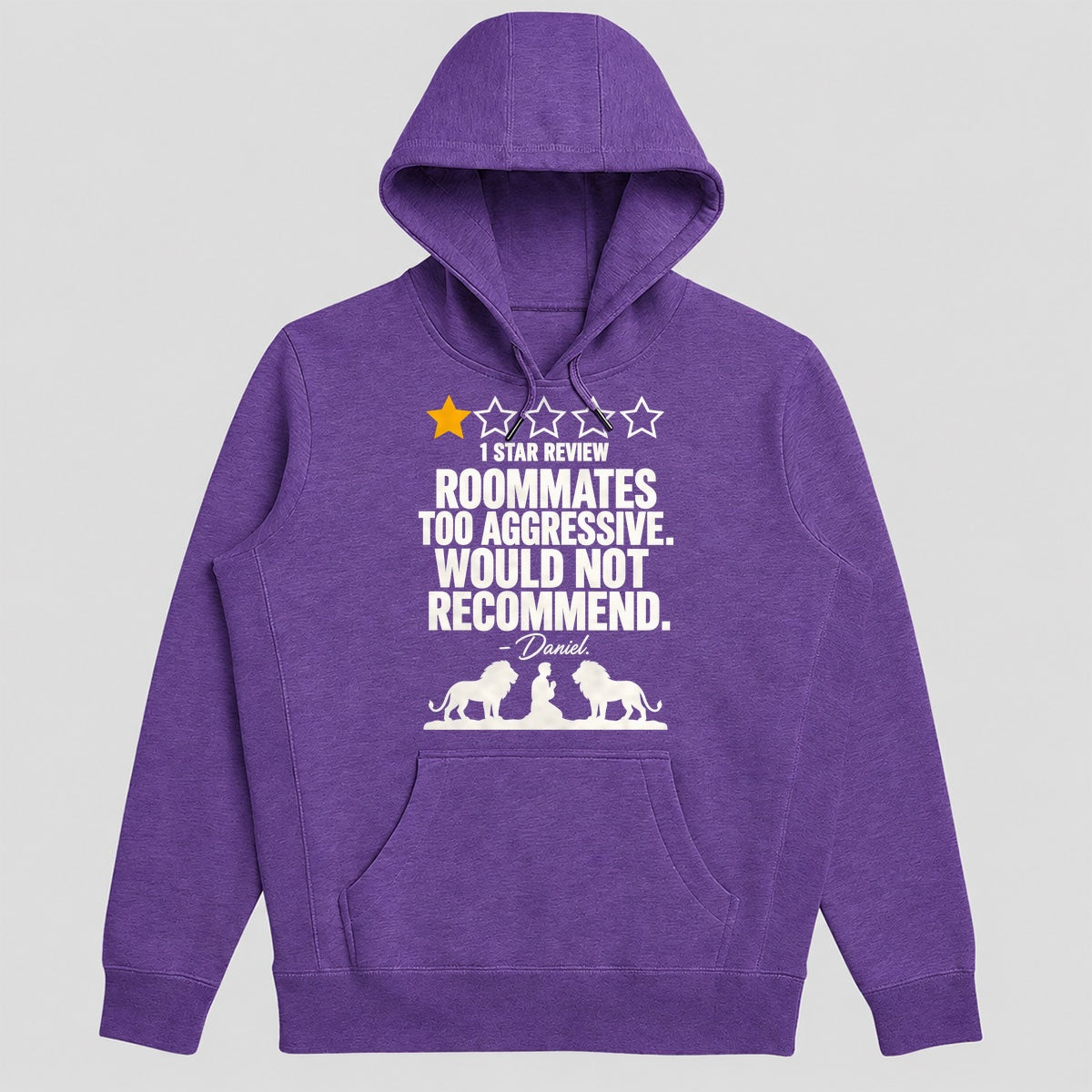 1 Star Review Roommates Too Aggressive Would Not Recommend Daniel, Gift For Bible Humor Lovers - 2D Unisex Hoodie