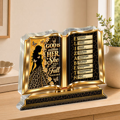 God Is Within Her She Will Not Fall, Gift For Women | Personalized Custom Shaped Acrylic Plaque