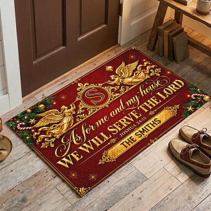 As For Me And My House We Will Serve The Lord, Gift For Family | Personalized Doormat