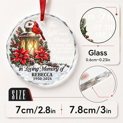 In Loving Memory, Gift For Family | Personalized 1-Side Round Glass Ornament