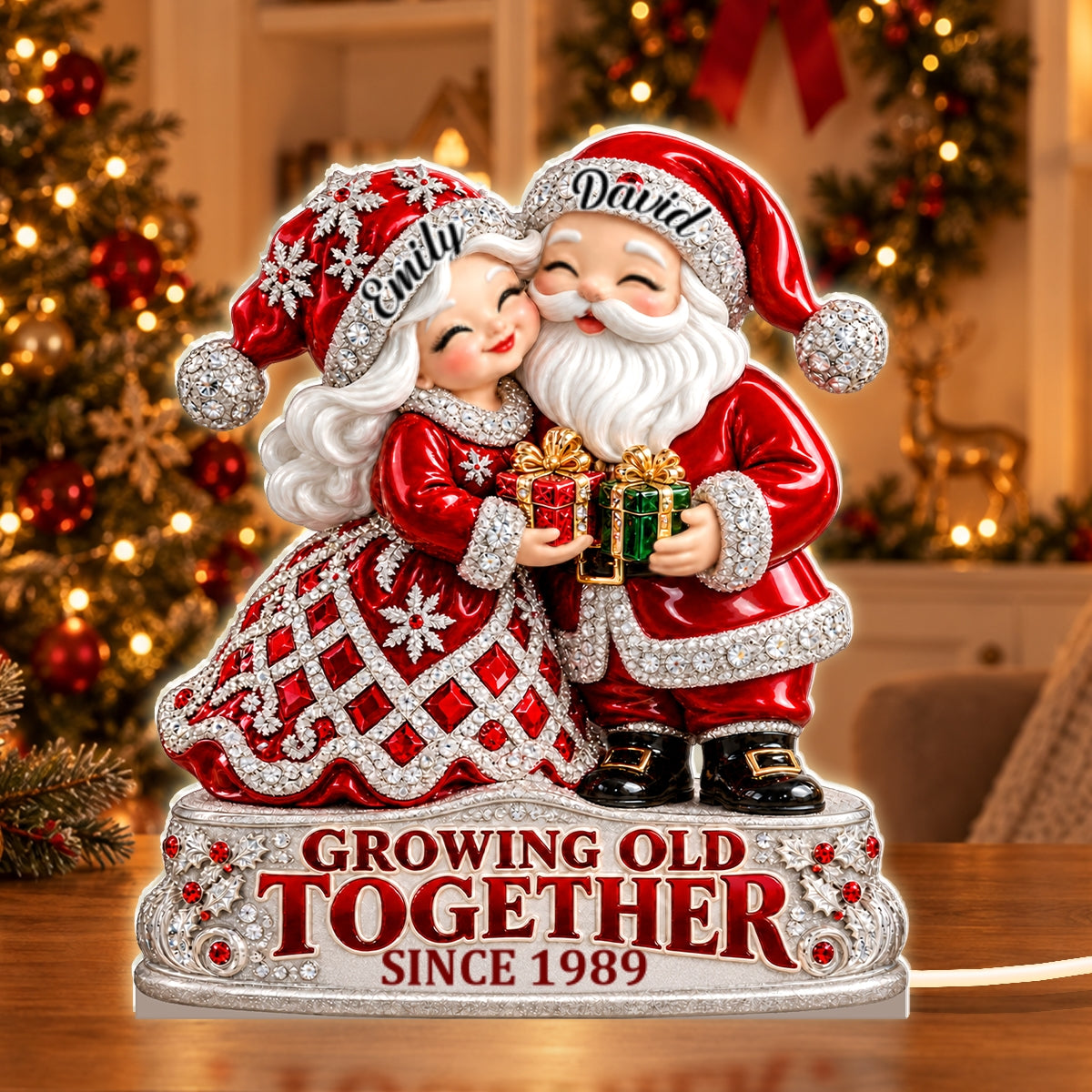 Santa Couple Growing Old Together, Gift For Couple - Personalized Light Box