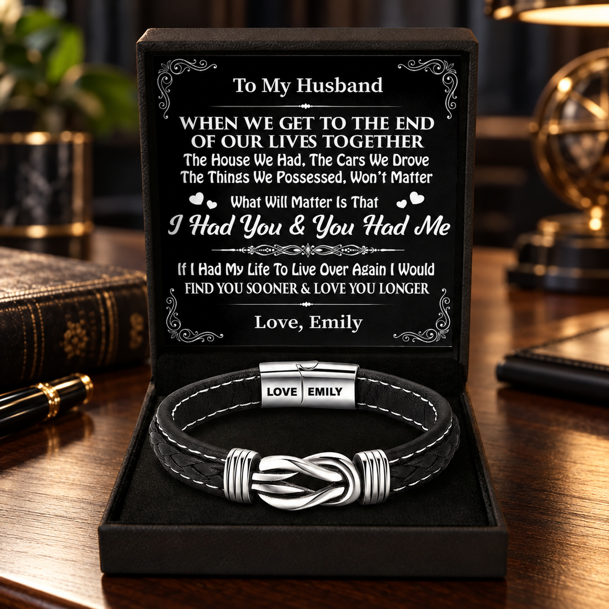 I Had You And You Had Me, Anniversary Gift For Husband - Personalized Braided Leather Infinity Bracelet