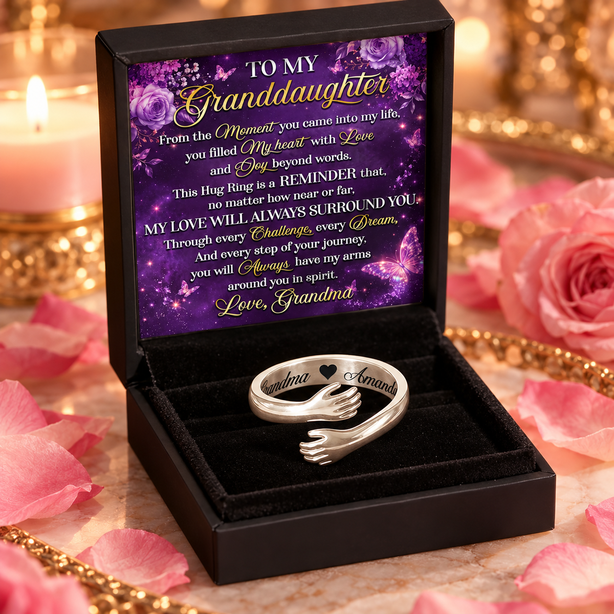 My Love Will Always Surround You, Gift For Granddaughter From Grandma | Personalized Hug Ring
