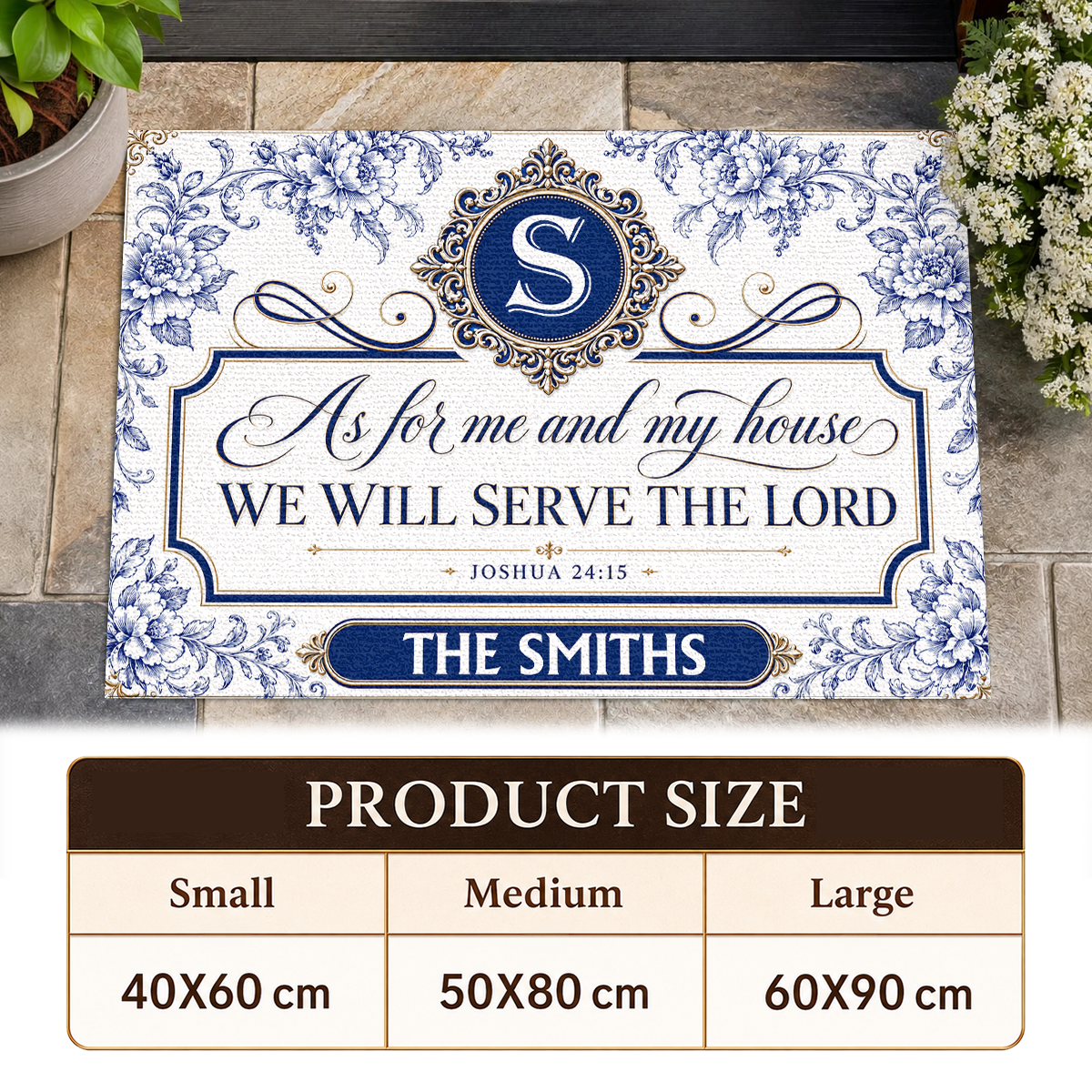 As For Me And My House We Will Serve The Lord, Gift For Family | Personalized Doormat