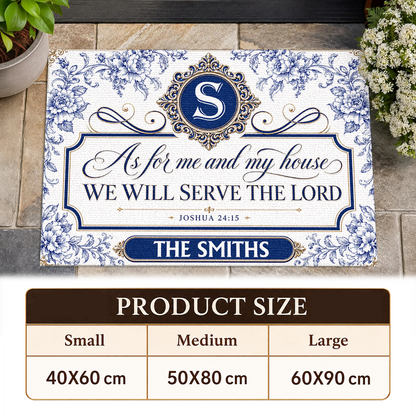 As For Me And My House We Will Serve The Lord, Gift For Family | Personalized Doormat