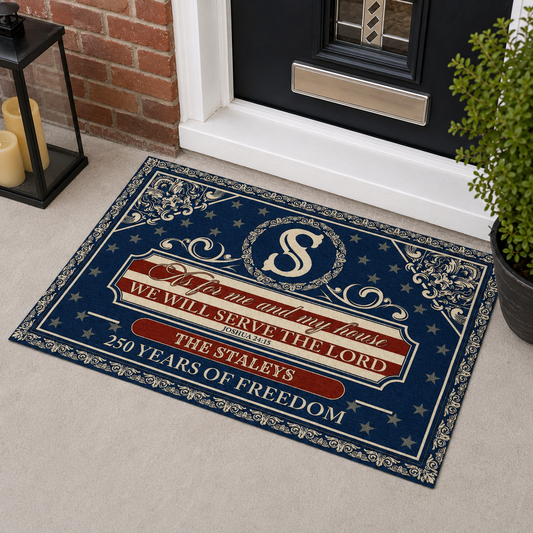 As For Me And My House We Will Serve The Lord, Gift of Blessing | Personalized Doormat