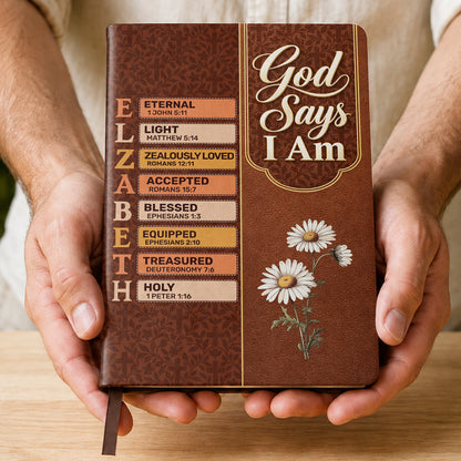 God Says I Am, Gift For Daughter | Personalized Leather Cover Notebook