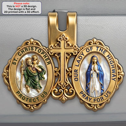 St. Christopher & Mary Protection, Patron Saint Gift | Car Visor Clip