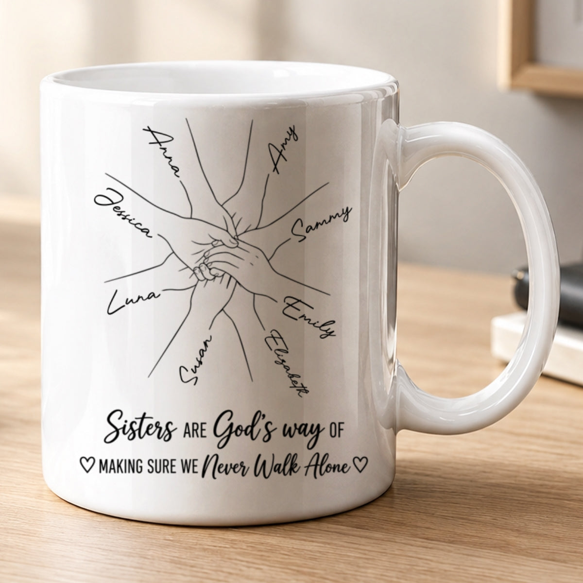 Sisters Are God's Way, Gift For Sister In Christ | Personalized Ceramic Coffee Mug