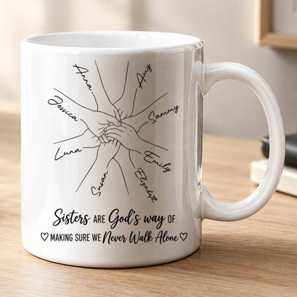 Sisters Are God's Way, Gift For Sister In Christ | Personalized Ceramic Coffee Mug