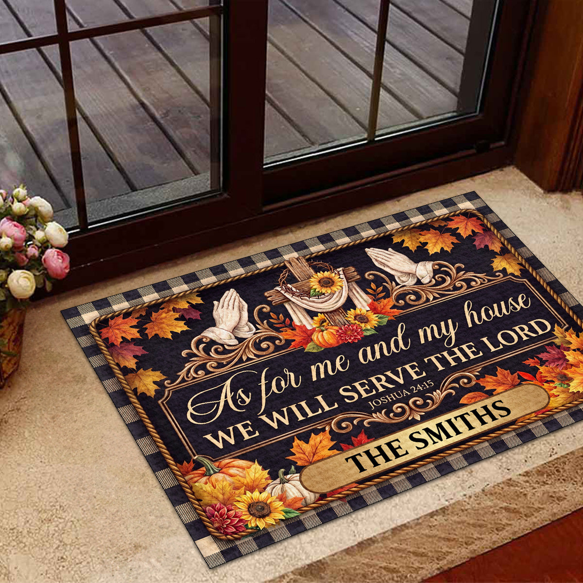 Serving The Lord Through Every Season, Gift For Family | Personalized Doormat