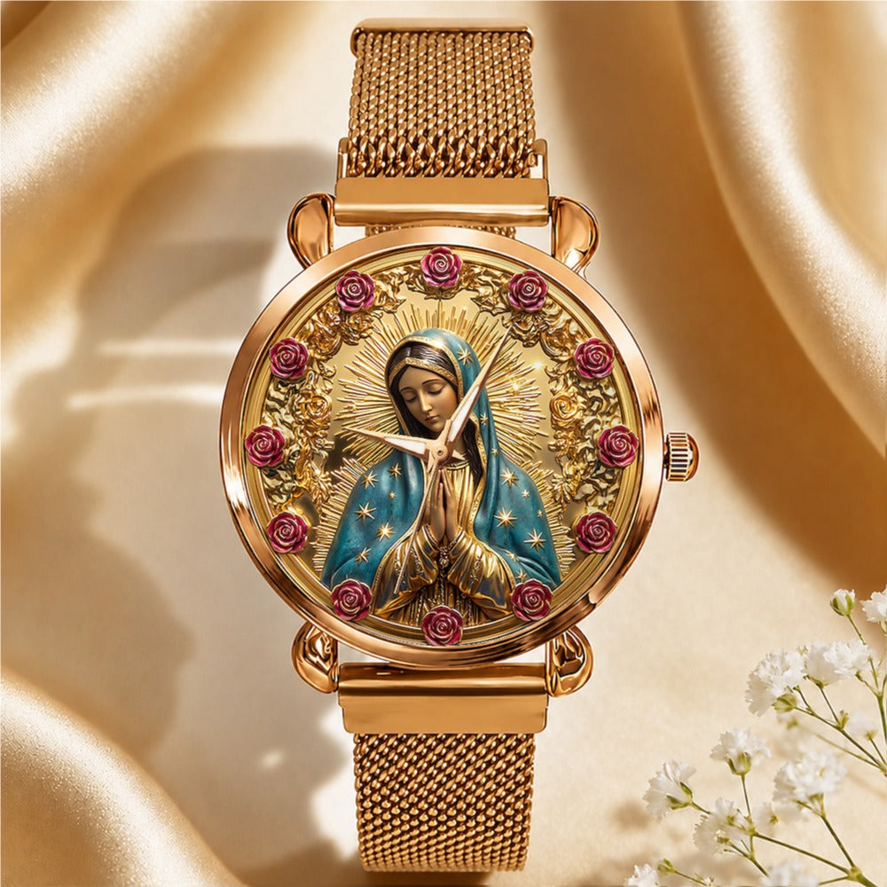 Twelve Roses Of Divine Grace, Gift For Wife - Personalized Women's Wrist Watch