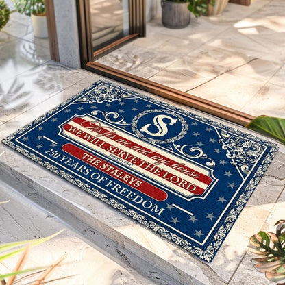 As For Me And My House We Will Serve The Lord - Personalized Doormat