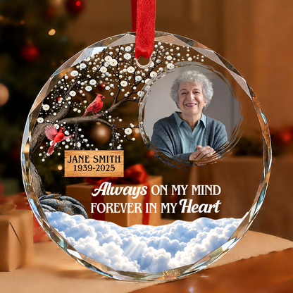 Forever In My Heart, Gift For Loved One - Personalized Heart Shaped Glass Ornament
