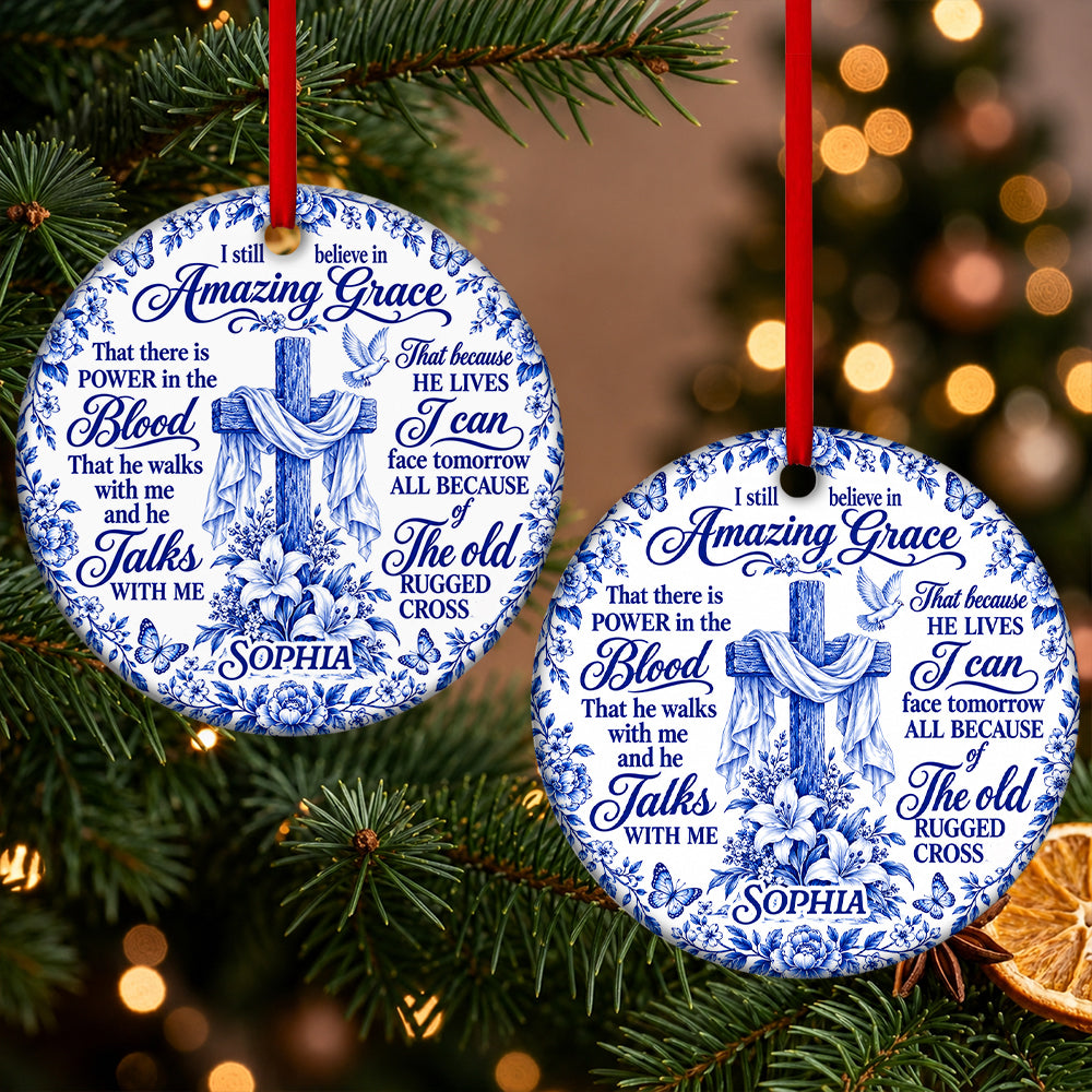 Amazing Grace, Gift For Her | Personalized Round Shaped Ceramic Ornament