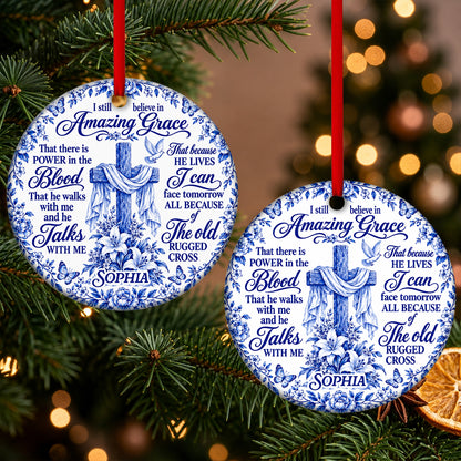 Amazing Grace, Gift For Her | Personalized Round Shaped Ceramic Ornament