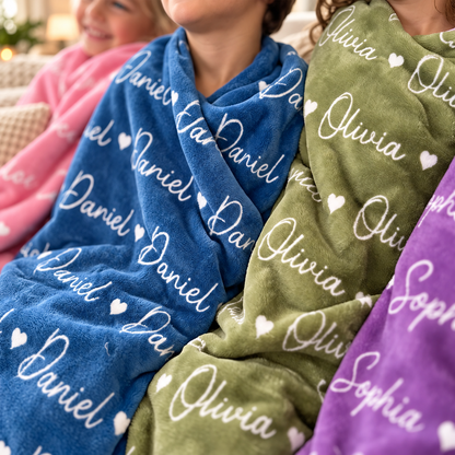 Custom Names Gifts For Kids Family - Personalized Fleece Blanket