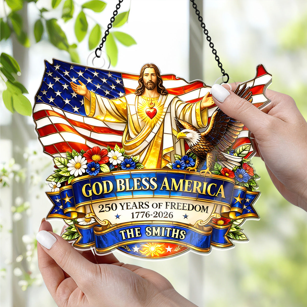 God Bless America - Personalized Acrylic Suncatcher