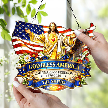 God Bless America - Personalized Acrylic Suncatcher