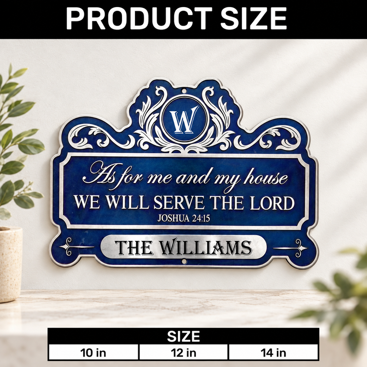 We'll Serve The Lord, Gift For Faithful Homeowner - Personalized Custom Shaped Metal Sign