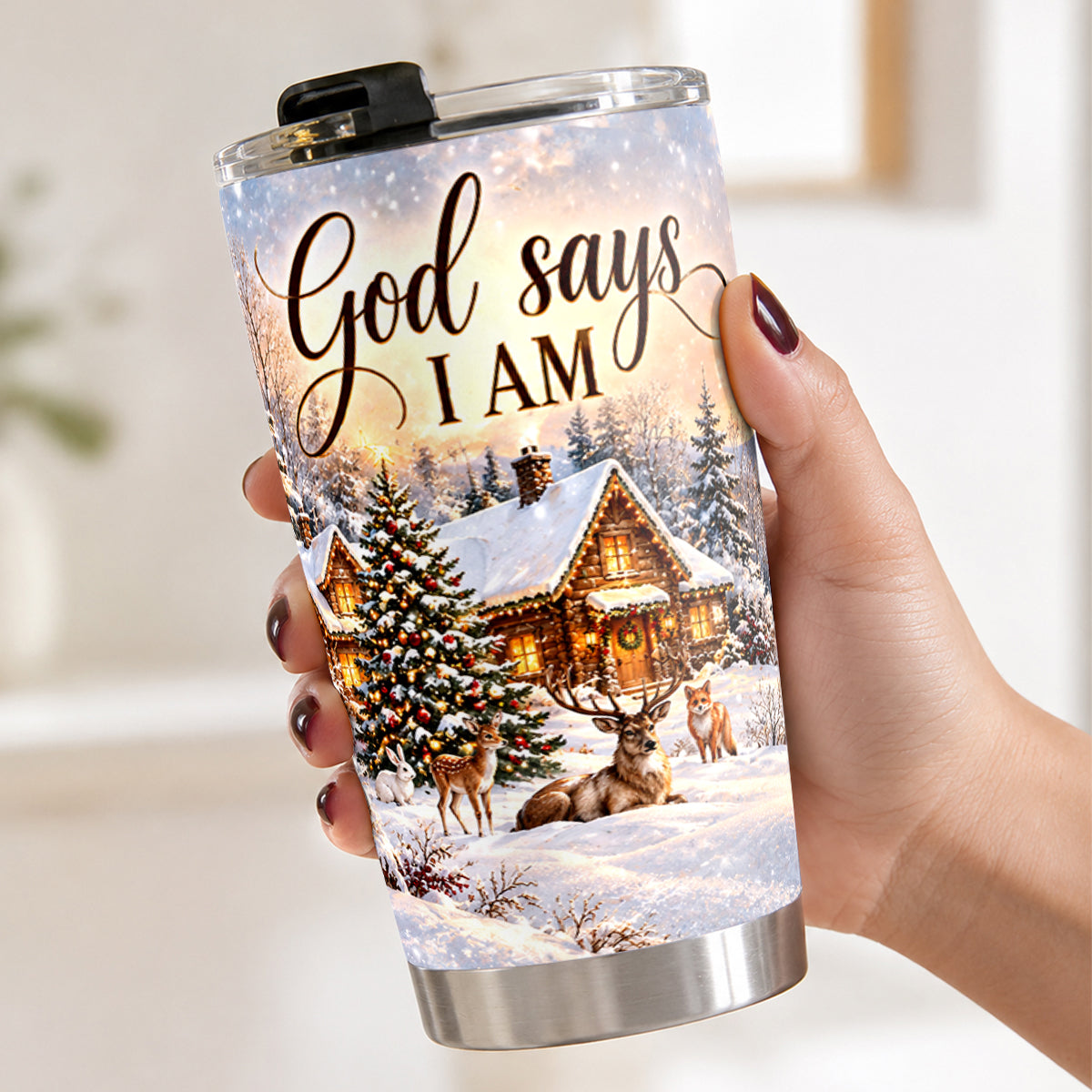 God Says I Am, Gift For Women | Personalized Stainless Steel Tumbler
