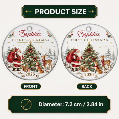 First Christmas, Gift For Family | Personalized Round Shaped Ceramic Ornament