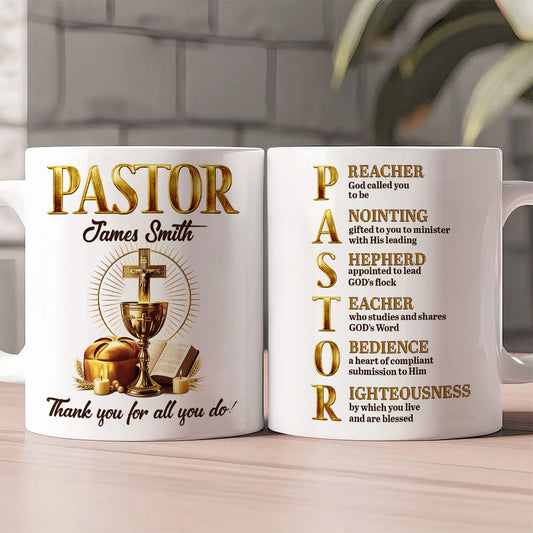 My Preacher, Teacher, & Shepherd, Gift For Pastor | Personalized Ceramic Coffee Mug