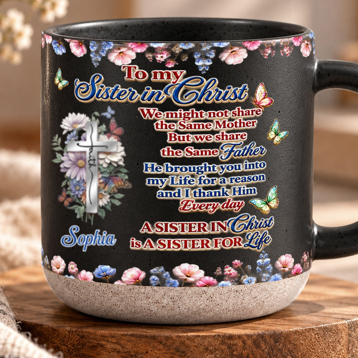 To My Sister In Christ, Gift For Sister | Personalized Pottery Mug