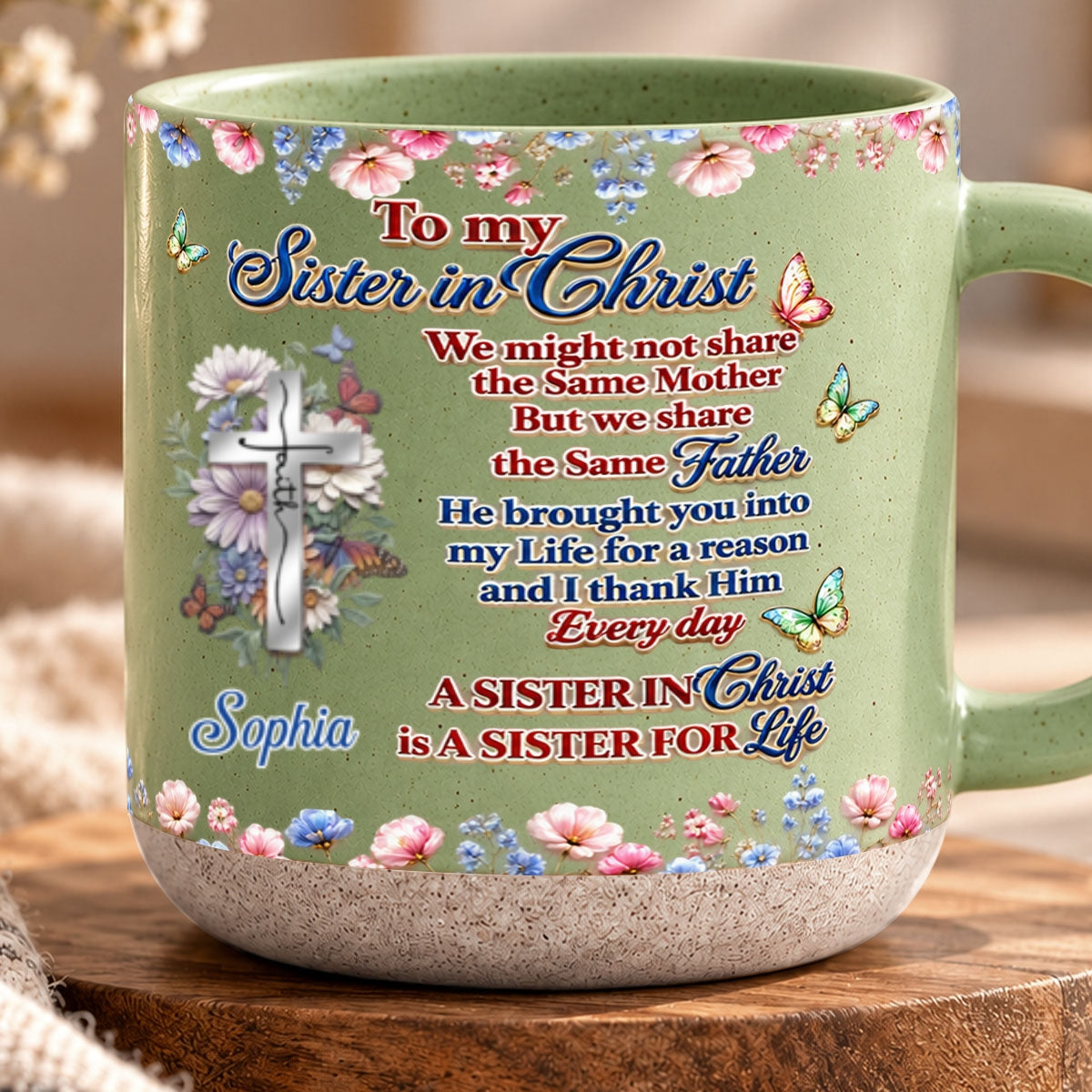 To My Sister In Christ, Gift For Sister | Personalized Pottery Mug