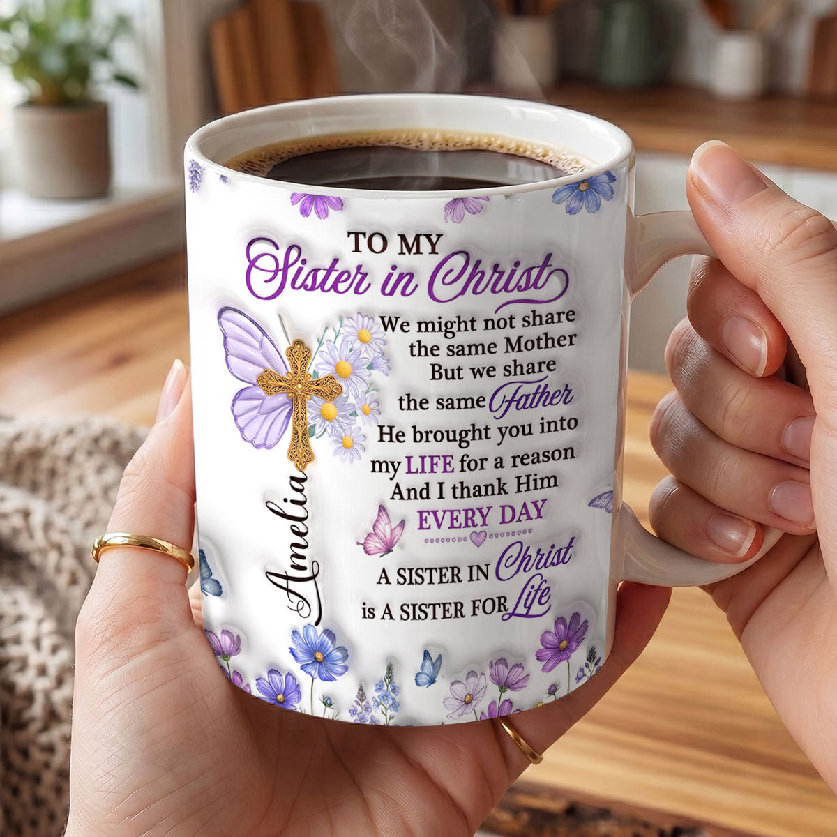 To My Sister In Christ, Gift For Sister in Christ | Personalized Ceramic Coffee Mug