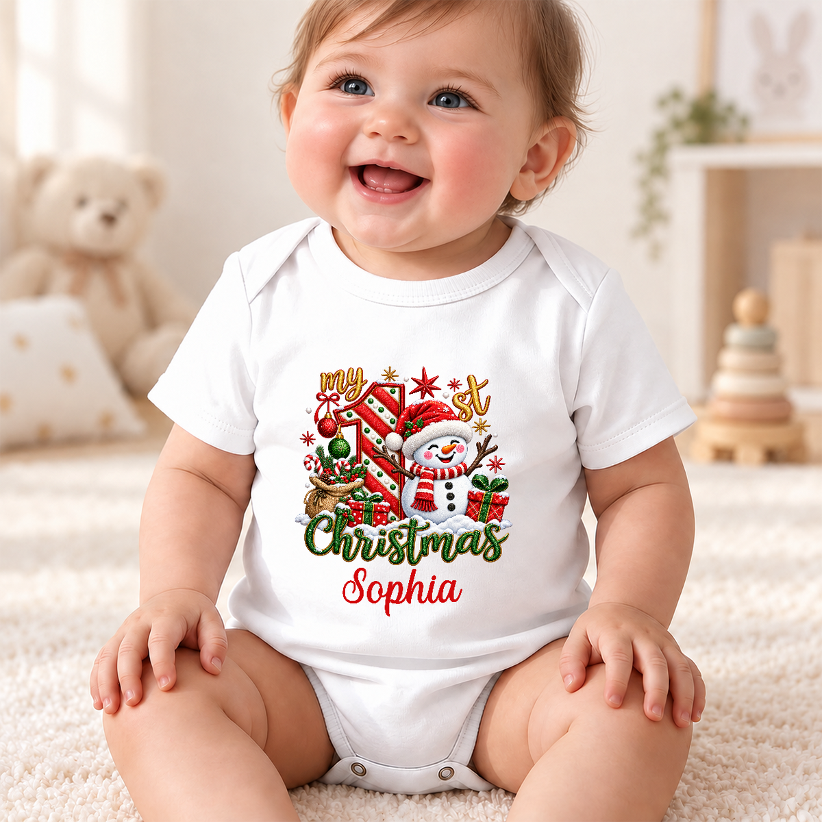 My 1st Christmas, Gift For New Parents | Personalized Custom Baby Onesie