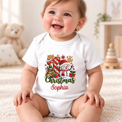 My 1st Christmas, Gift For New Parents | Personalized Custom Baby Onesie