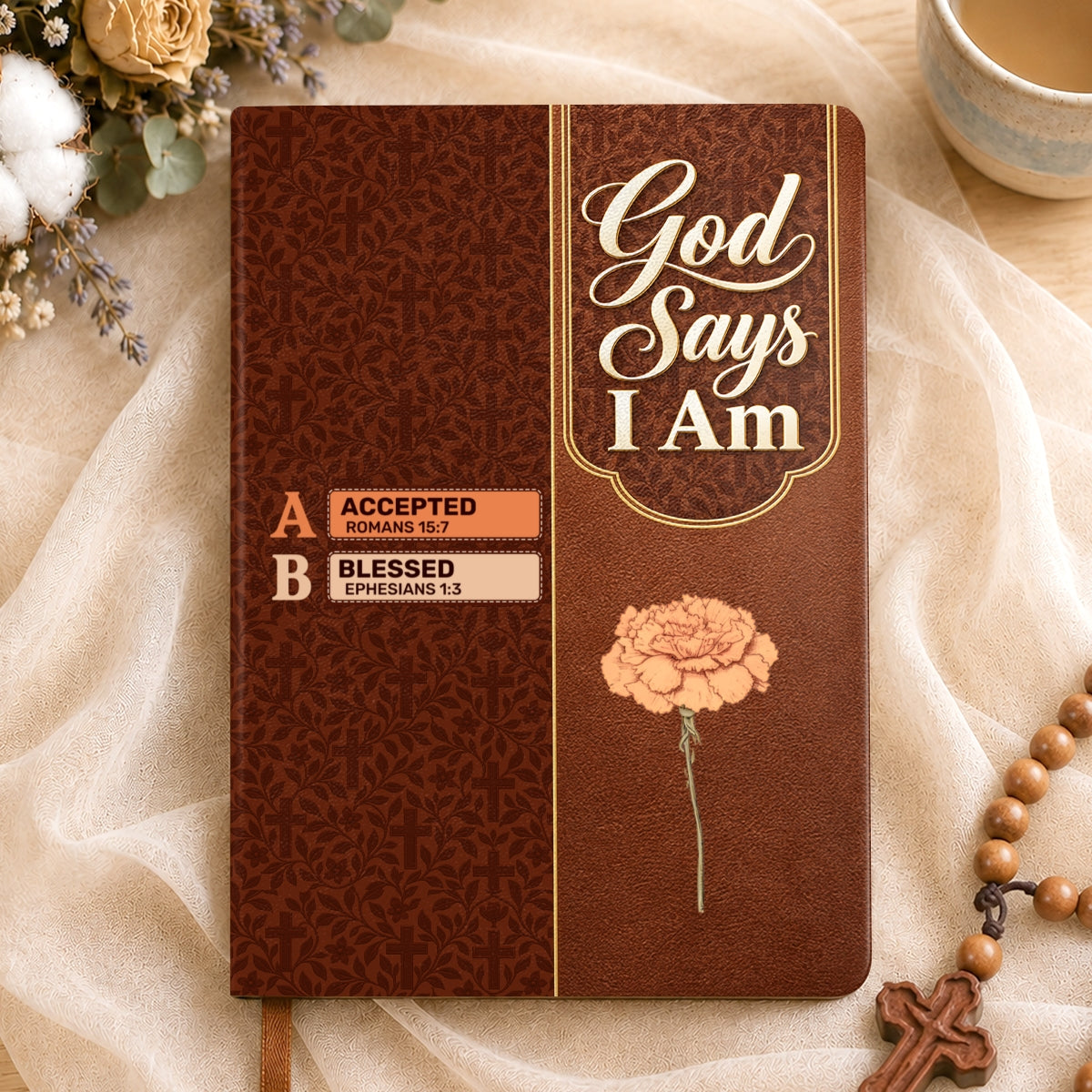 God Says I Am, Gift For Daughter | Personalized Leather Cover Notebook