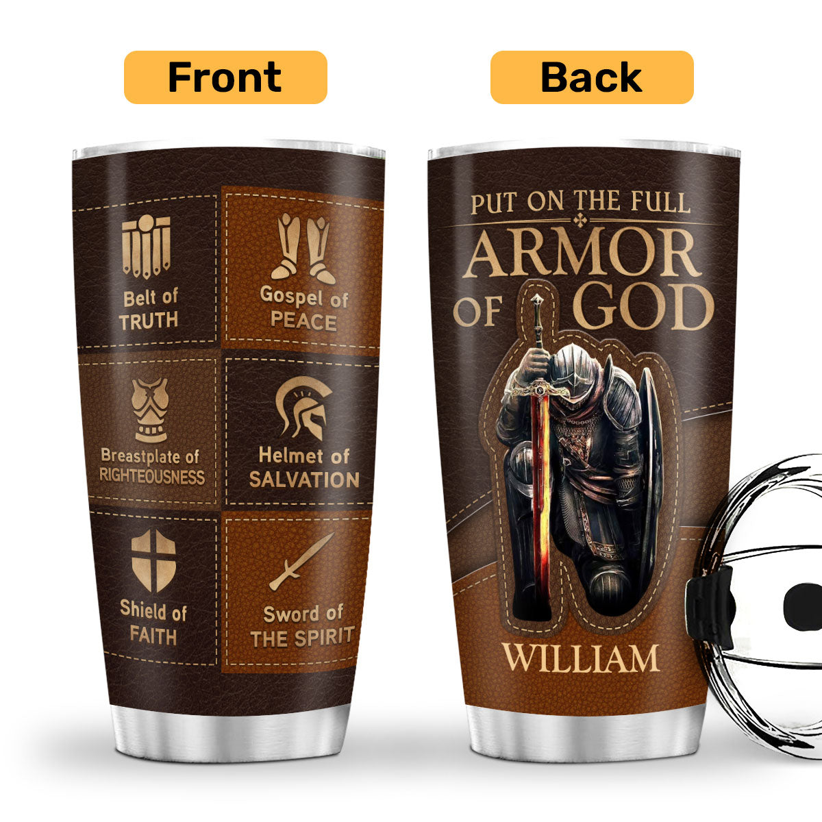 Put On The Full Armor Of God | Personalized Stainless Steel Tumbler