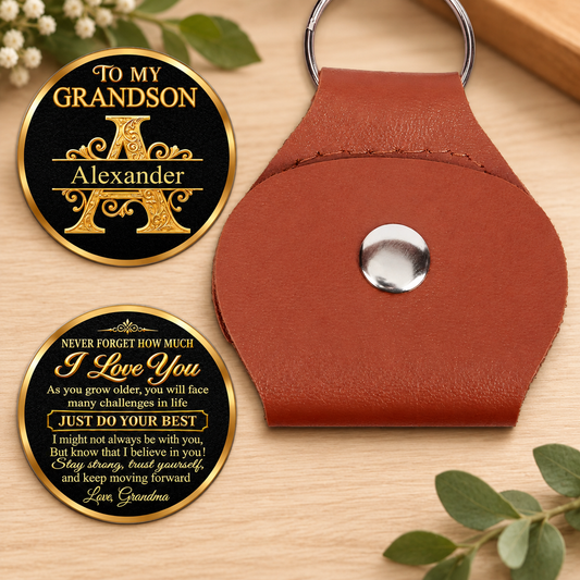 To My Grandson Never Forget How Much, Christian Gifts For Grandson I Love You | Personalized Pocket Hug