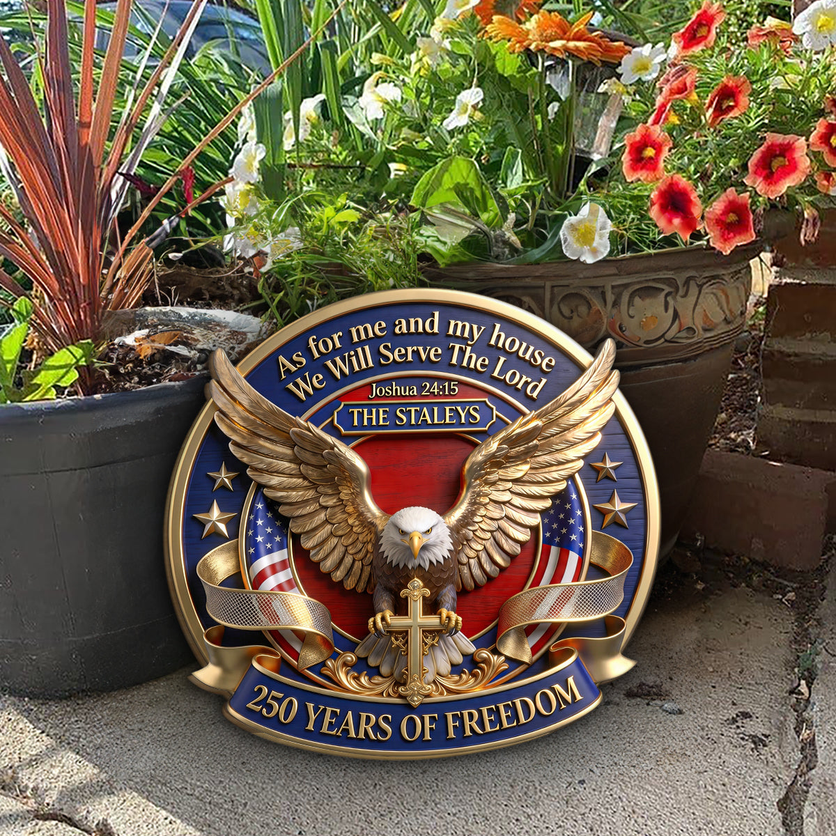 We Will Serve The Lord - Personalized Wooden Door Sign
