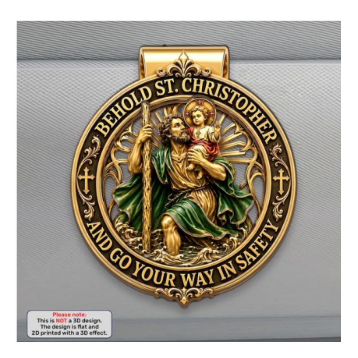 St. Christopher & Mary, Guardian Of Safe Journeys, Patron Saint Gift | Personalized Car Visor Clip