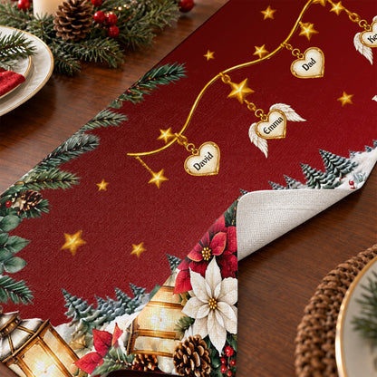 Custom Name Christmas Memorial Angel Decor, Gift For Family | Personalized Table Runner