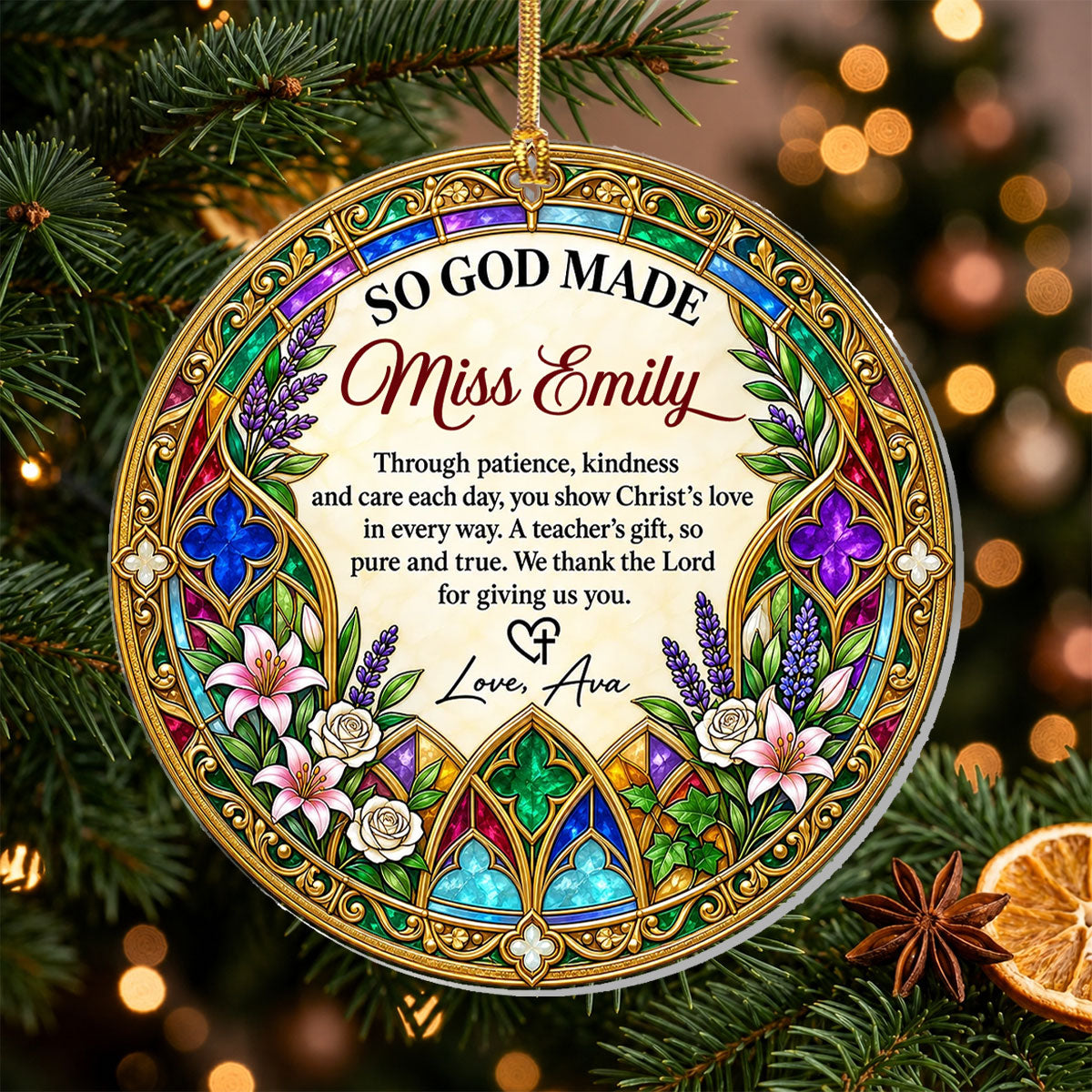 Christ's Love In Every Way, Gift For Teacher | Personalized Suncatcher Ornament