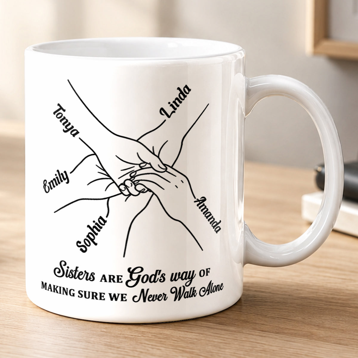 Sisters Are God's Way, Gift For Sister In Christ | Personalized Ceramic Coffee Mug