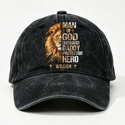 My Hero, Gift For Man - Personalized Custom Vintage Washed Denim Cap